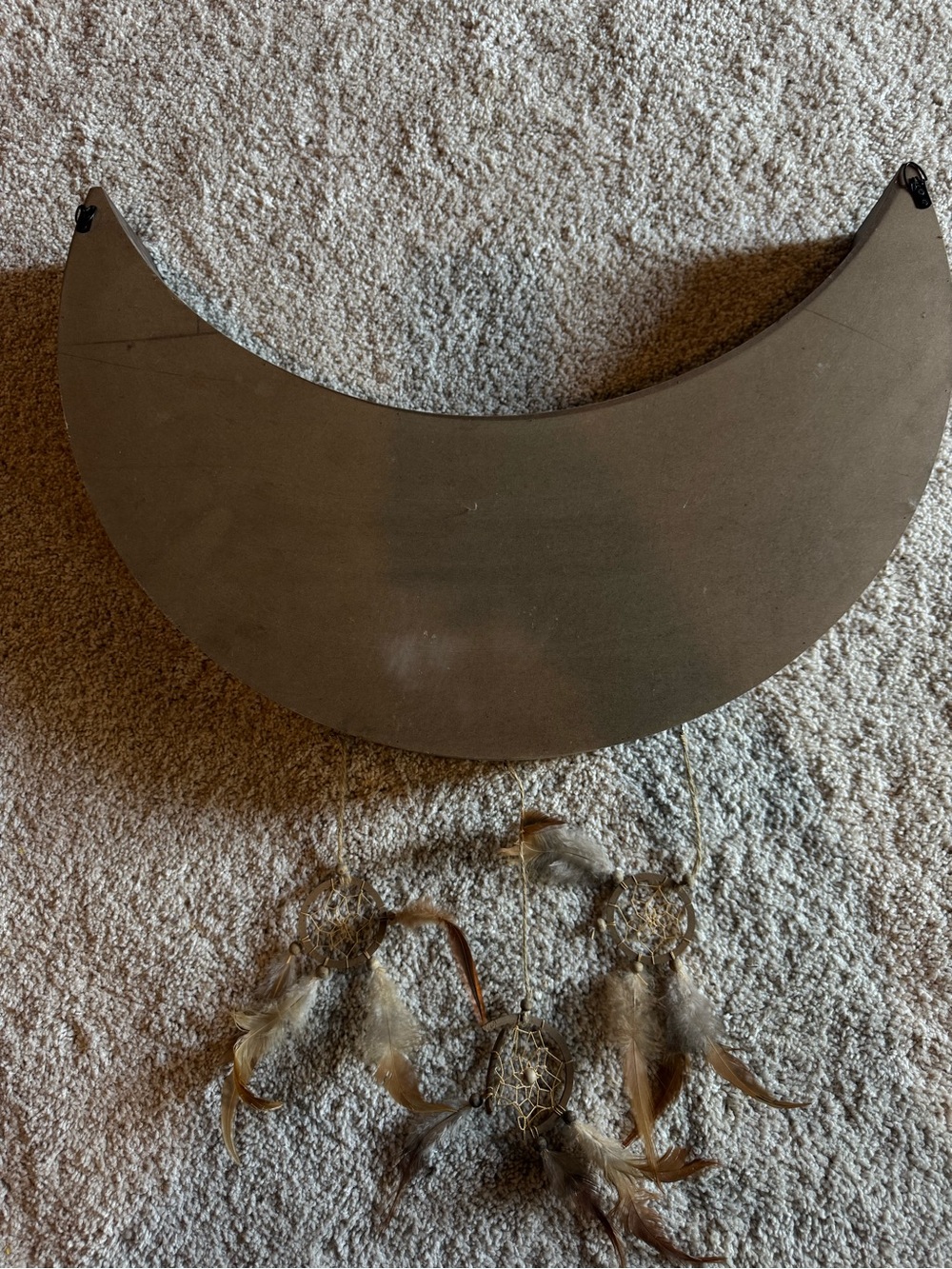HUGE Wooden Crescent Moon Trinket Shelf Wall Decor in Dark Brown - Picture 10 of 15
